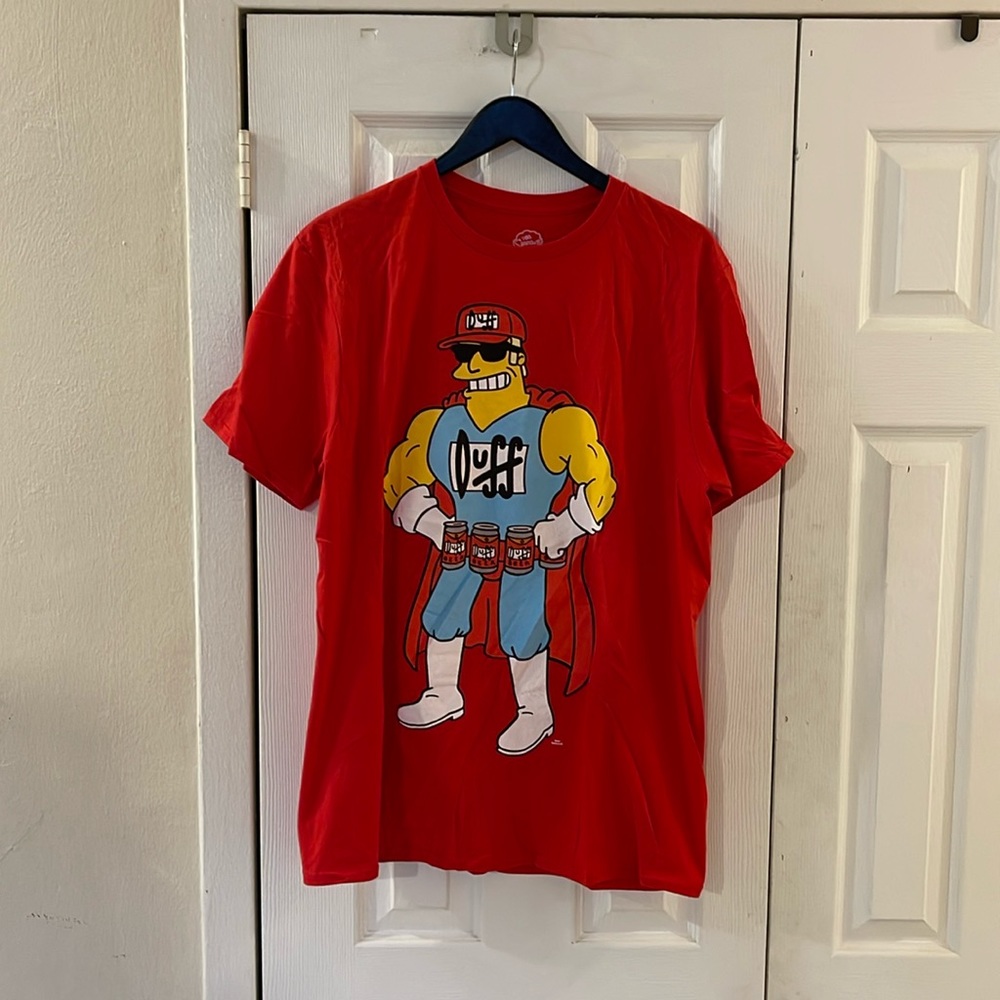 The Simpsons “The Duffman for Duff Beer” t shirt size large in red